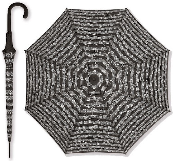 Regenschirm mit Notenzeilen - schwarz