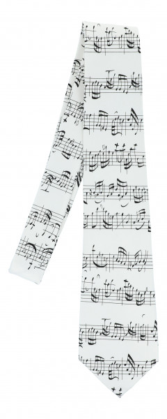Krawatte "Bach Notenschrift" - weiß
