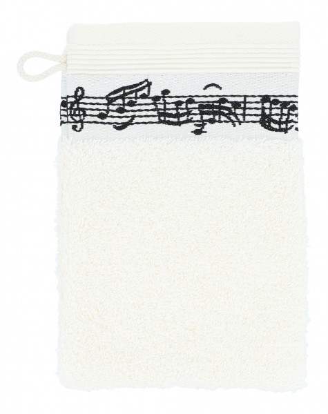 Waschhandschuh "Notenlinie" creme