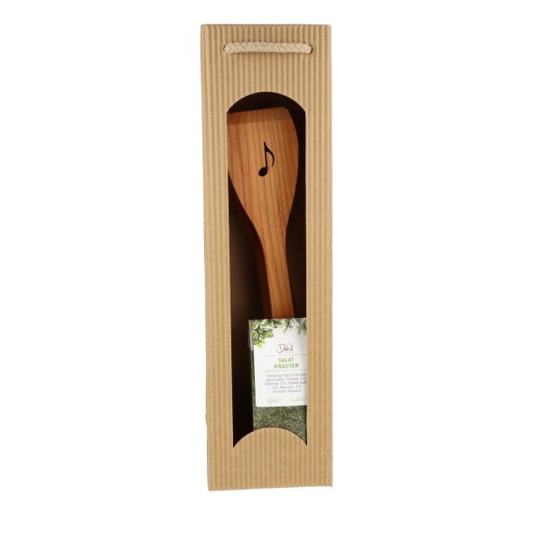 Geschenkset Salatzange mit Salat-Kräuter-Gewürzmischung - Motiv:Violinschlüssel & Achtelnote