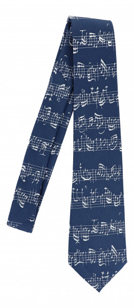 Krawatte "Bach Notenschrift" - dunkelblau