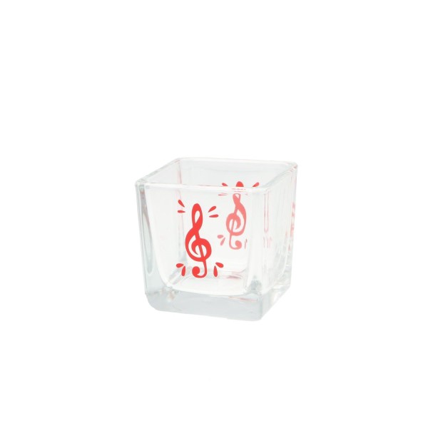 Teelichtglas mit Violinschlüssel - rot
