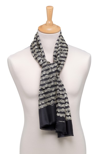 Seidenschal "Notenblatt" - schwarz