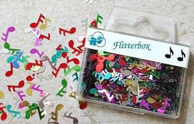 Flitterbox "Noten" bunt