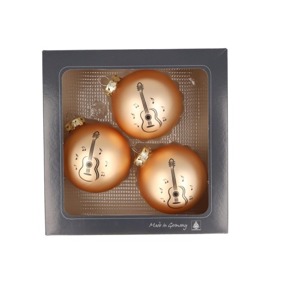 Weihnachtskugel "Konzertgitarre" - altgold matt