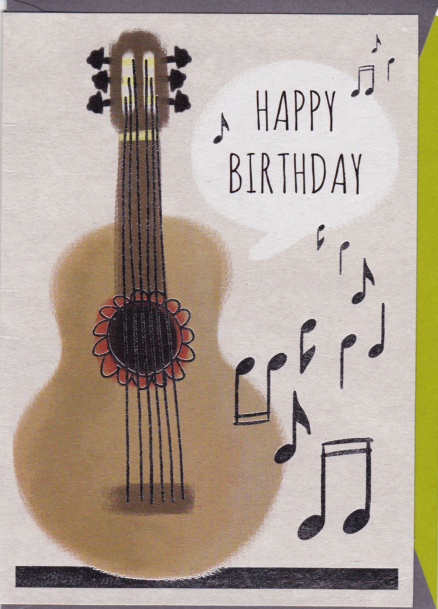 Kunstkarte "Gitarre & Noten" zum Geburtstag Grußkarten Karten