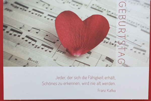 Doppelkarte "Notenlinie mit Herzblüte"