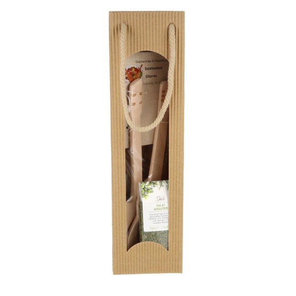 Geschenkset Gitarren-Salatbesteck mit Salat-Kräuter-Gewürzrmischung