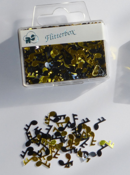 Flitterbox "Noten" schwarz/gold