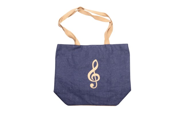 Jute-Tasche "Violinschlüssel" blau