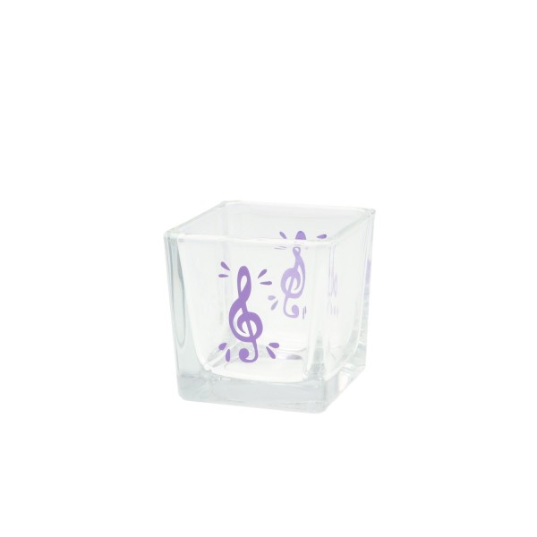Teelichtglas mit Violinschlüssel - lavendel