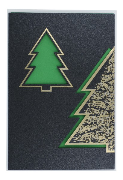Kunstkarte "Weihnachtsbäume" - grün