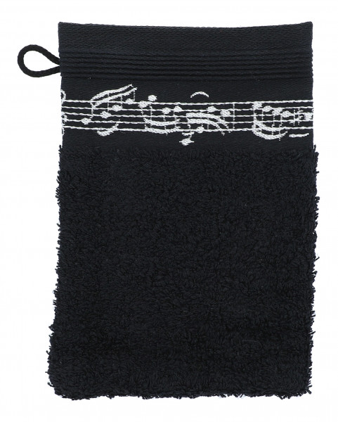 Waschhandschuh "Notenlinie" schwarz