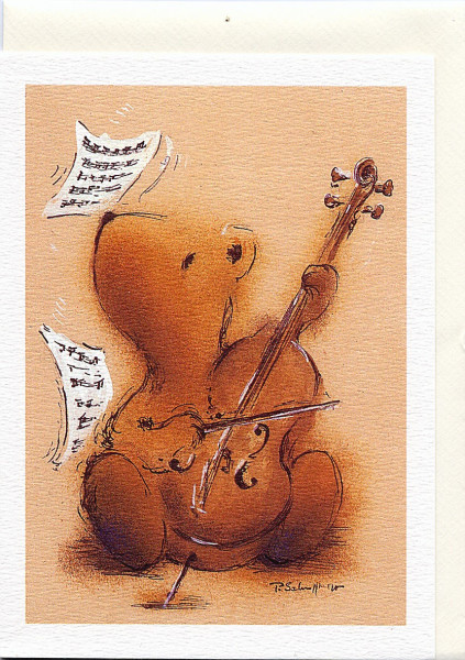 Doppelkarte "Teddy am Cello"