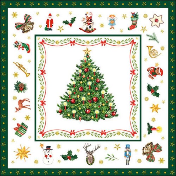 Lunch-Servietten "Christmas evergreen white"