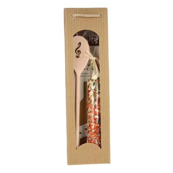 Geschenkset mit Kochlöffel, Pasta und Gewürzmischung - Motiv: Violinschlüssel