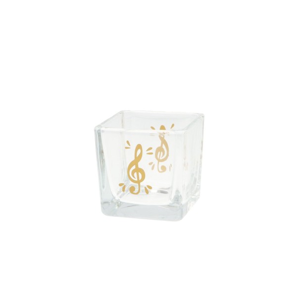 Teelichtglas mit Violinschlüssel - gold