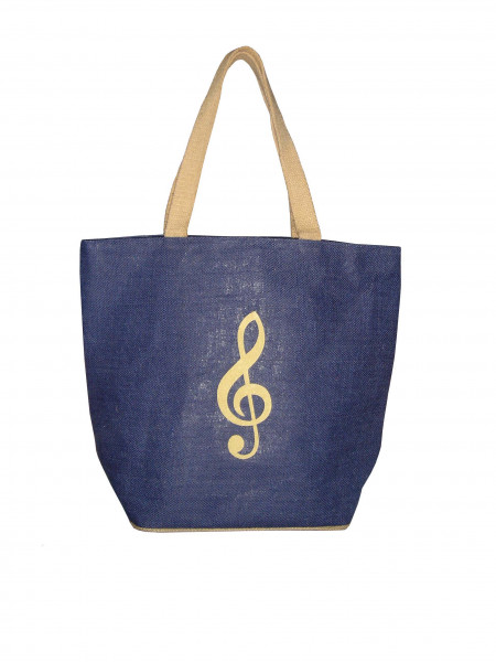 Jute-Tasche "Violinschlüssel" blau