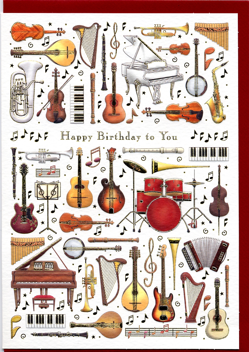 Doppelkarte "Musikinstrumente" zum Geburtstag Grußkarten Karten