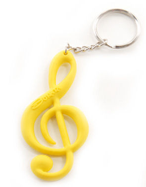 Schlüsselanhänger "Violinschlüssel" gelb Kunststoff