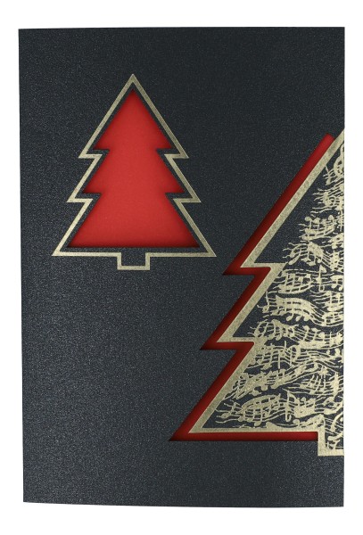 Kunstkarte "Weihnachtsbäume" - rot